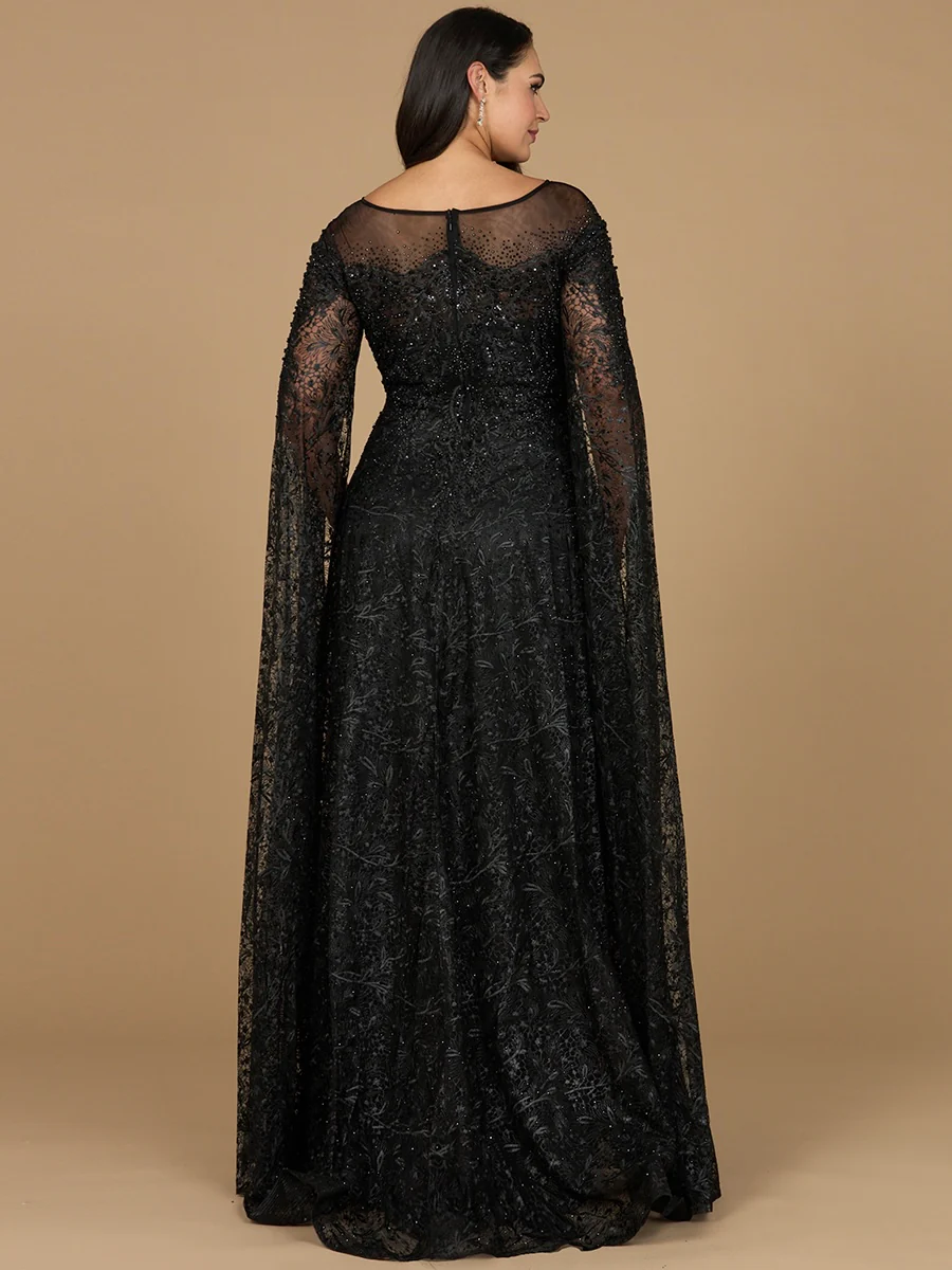 Lace Gown with Dramatic Cape Sleeves | Lara 29454 - Image 5