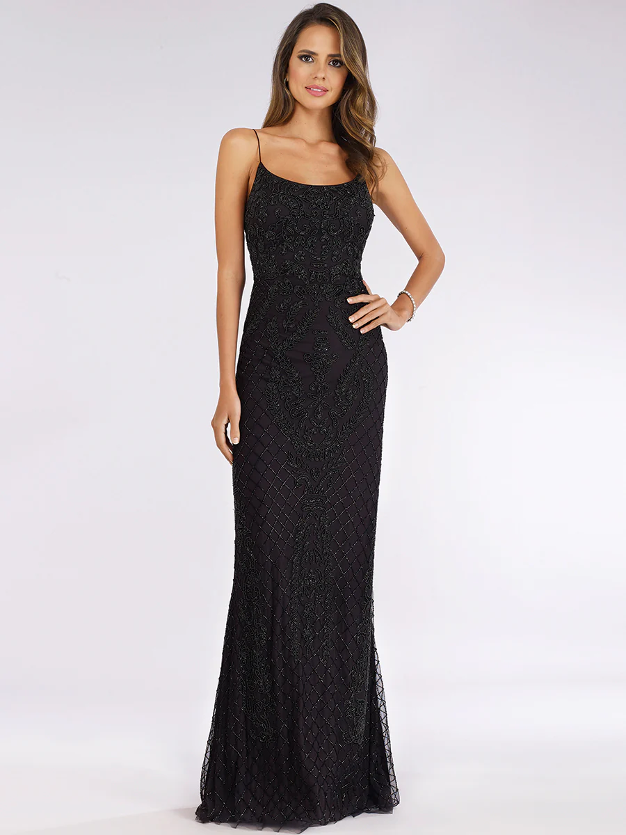 Lara 29577 - Scoop Neck, Lace Up Open Back Dress - Image 3