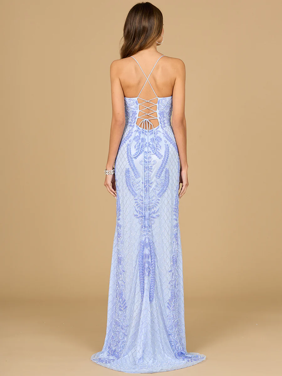 Lara 29577 - Scoop Neck, Lace Up Open Back Dress - Image 4