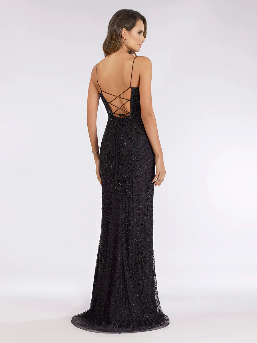 Lara 29577 - Scoop Neck, Lace Up Open Back Dress - Image 5