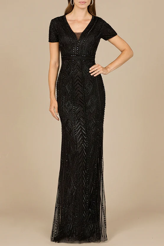 Lara 29606 - Closed Back, Cap Sleeve Dress