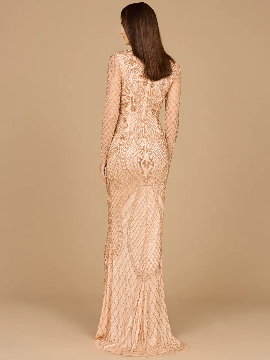 Lara 29615 - Long Sleeve Beaded Dress - Image 3