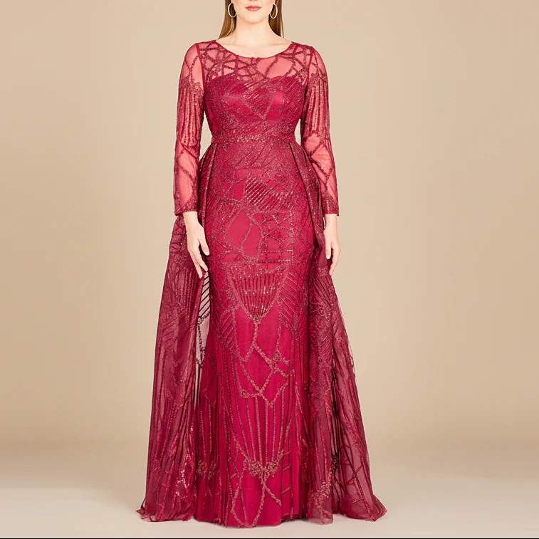 Lara 29633 - Gorgeous Overskirt Dress with Long Sleeves - Image 3