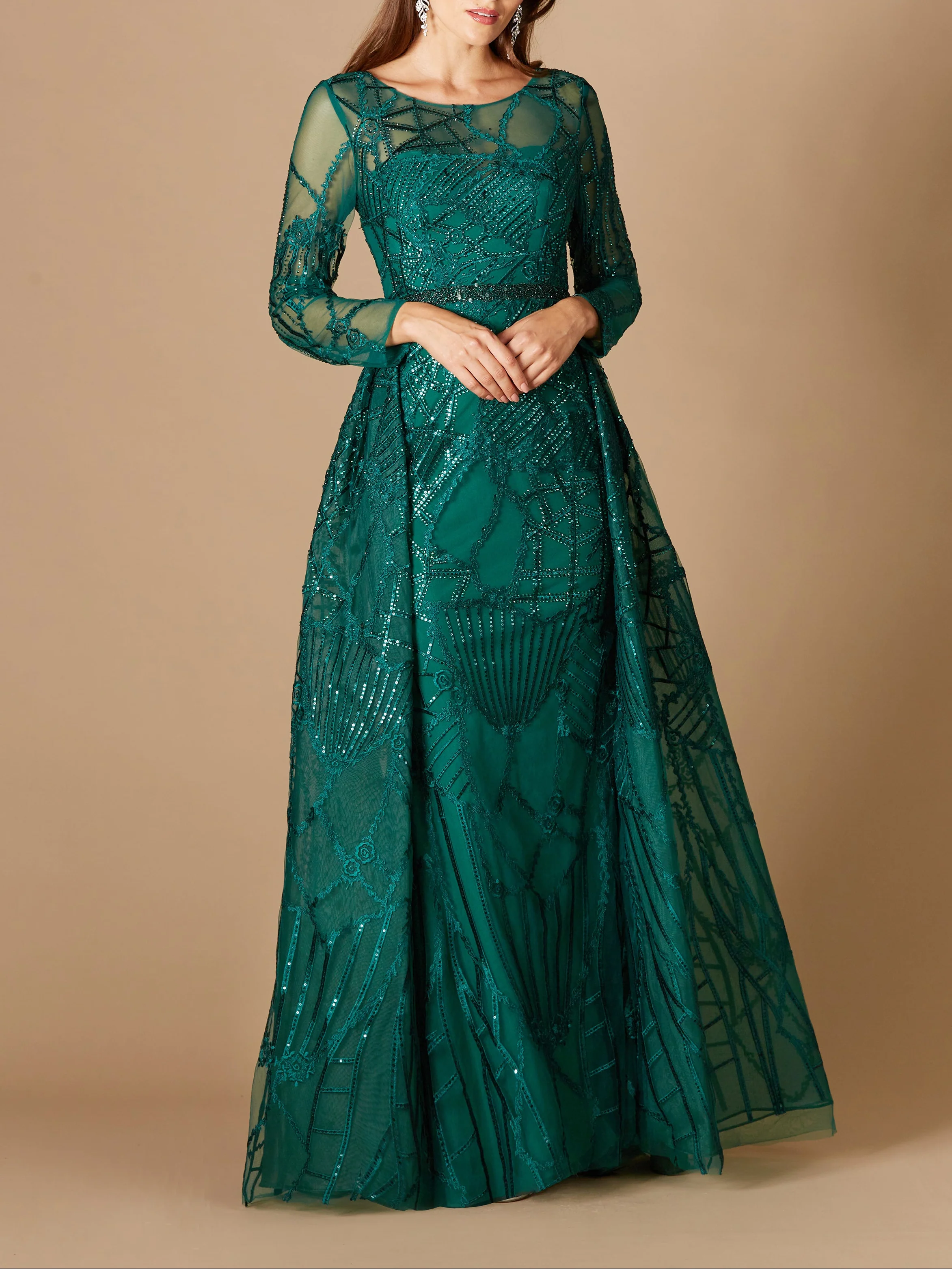 Lara 29633 - Gorgeous Overskirt Dress with Long Sleeves - Image 4