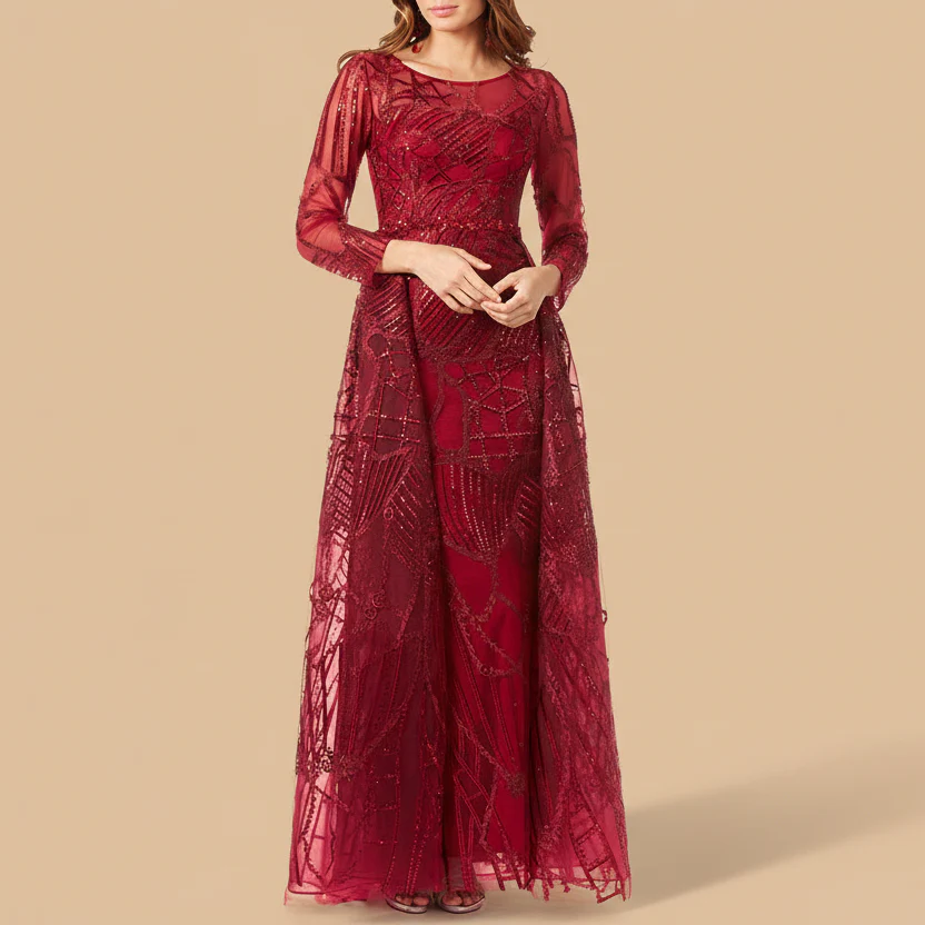 Lara 29633 - Gorgeous Overskirt Dress with Long Sleeves - Image 6