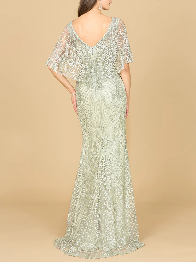 Lara 29673 - Cape Sleeve Mermaid Gown - Image 9