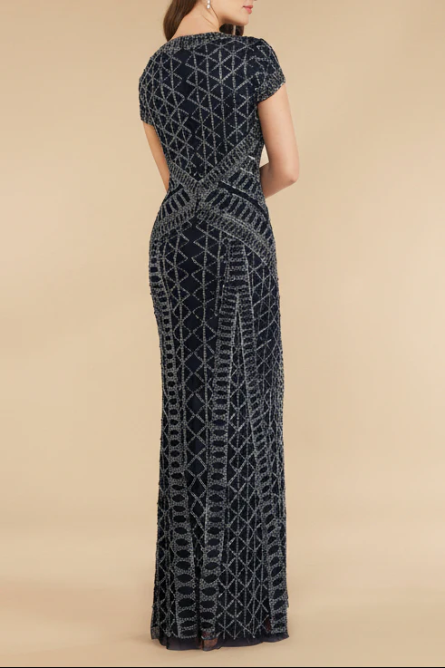 Lara 29746 - Beaded V-Neckline Dress with Cap Sleeves - Image 6