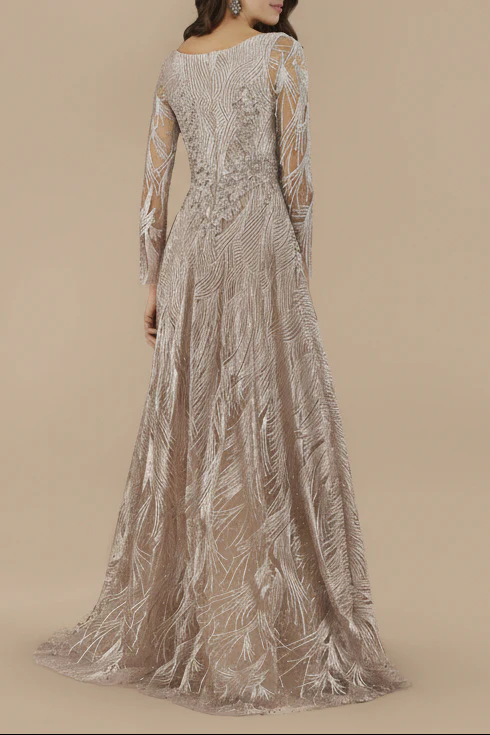 Lara 29753 - Long Sleeves Beaded Ballgown - Image 3