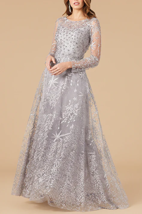 Lara 29759 - Long Sleeves Ballgown Fully Embellished - Image 2