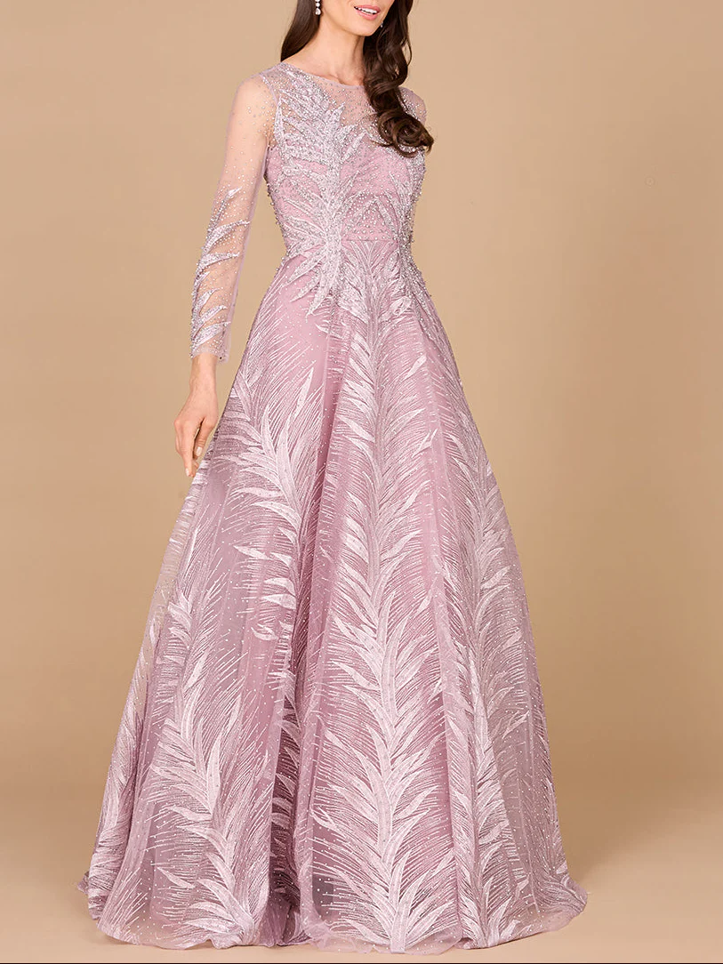Lara 29761 - High Neck Sheer Long Sleeve Embellished Gown - Image 2