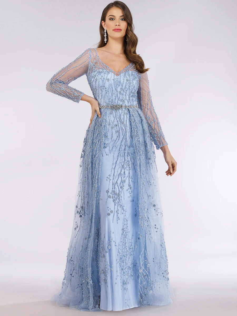 Lara 29782 - Beaded Lace Overskirt Ballgown - Image 4