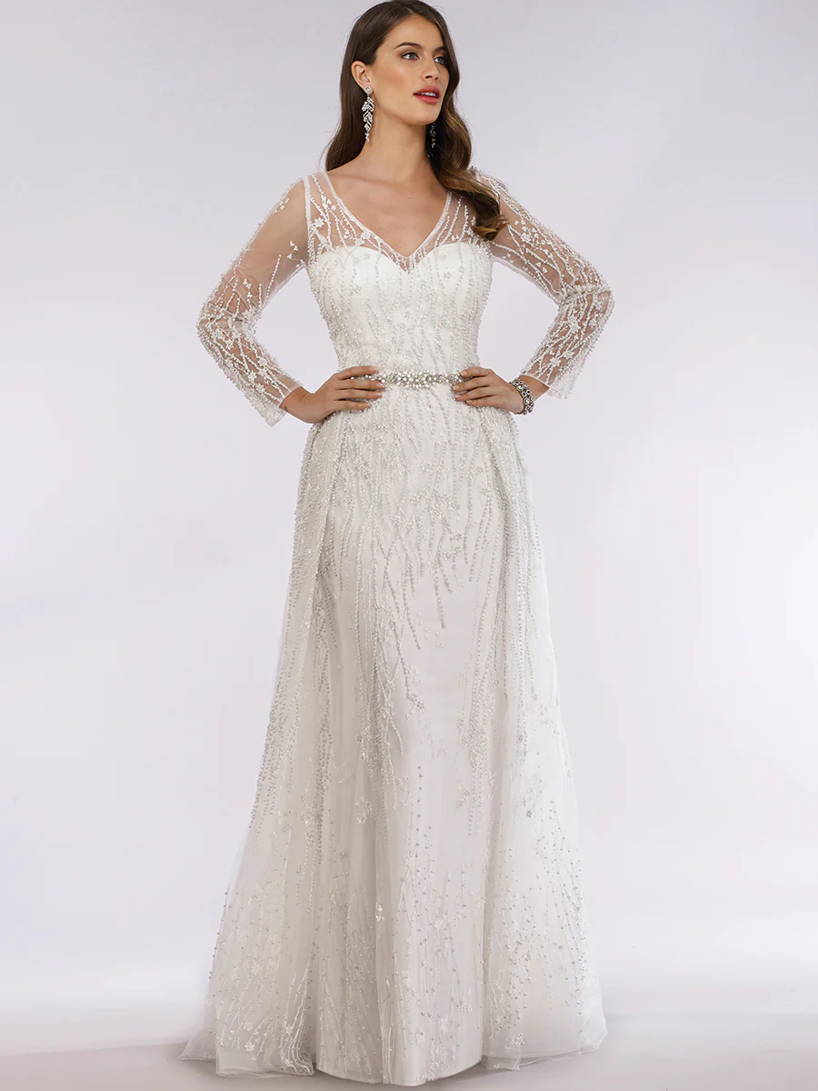 Lara 29782 - Beaded Lace Overskirt Ballgown - Image 6