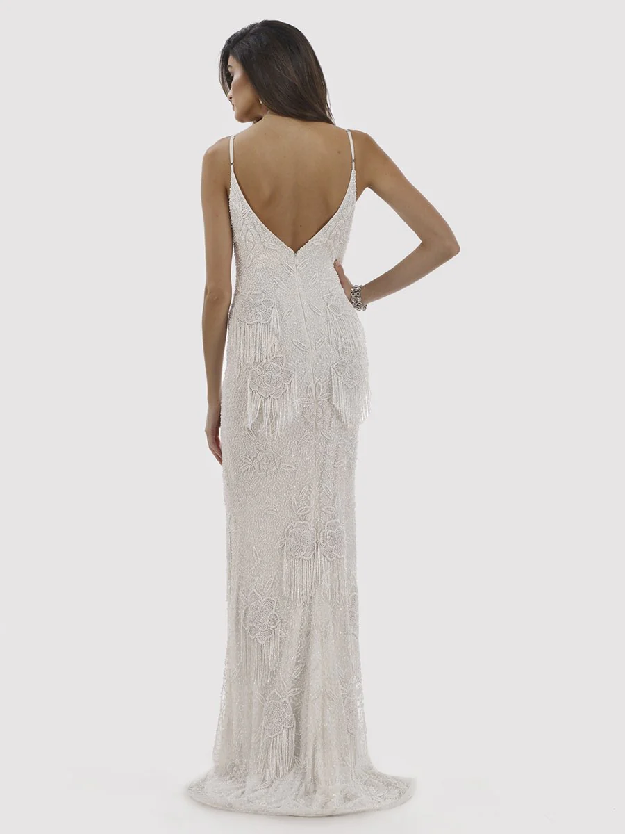 Lara Danika Floral Beaded Sheath Beaded Dress with Beaded Fringe - Image 11