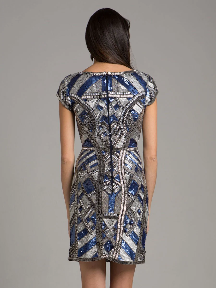 Lara 29909 - Beaded, V-neck Mini Dress - Image 4