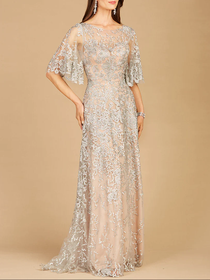 Lara 33277 - Cape Sleeve Mother's Gown - Image 2