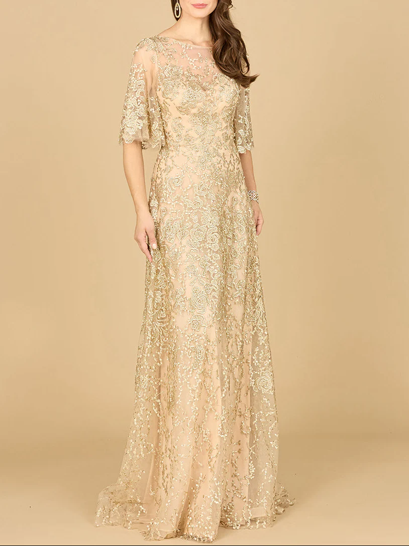 Lara 33277 - Cape Sleeve Mother's Gown - Image 3