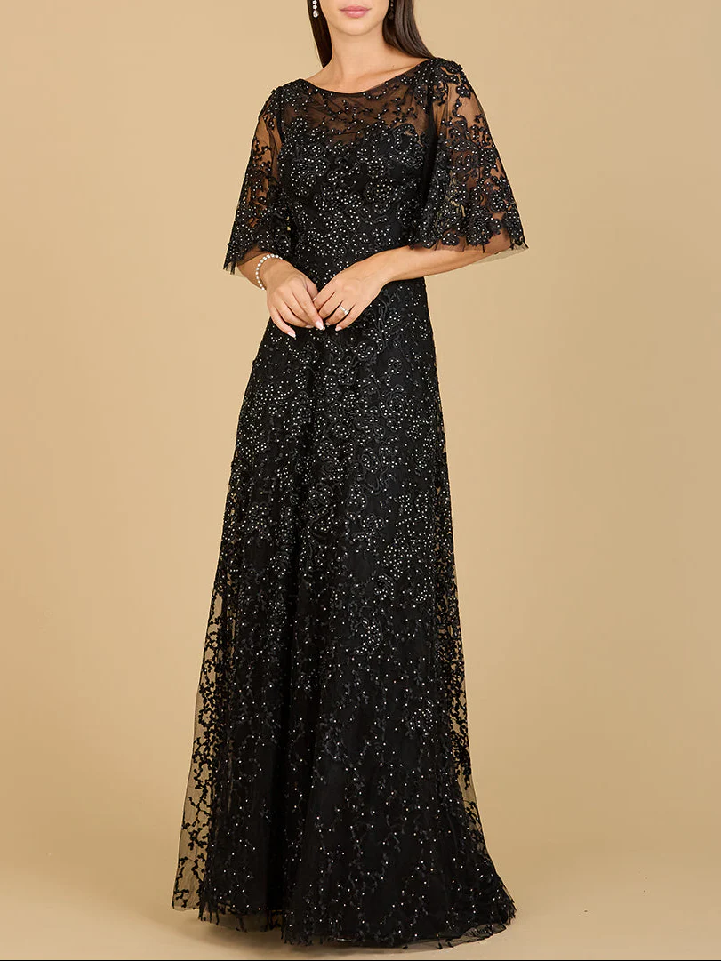 Lara 33277 - Cape Sleeve Mother's Gown - Image 4