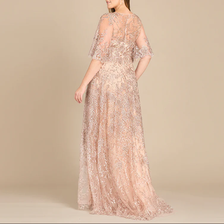 Lara 33277 - Cape Sleeve Mother's Gown - Image 8