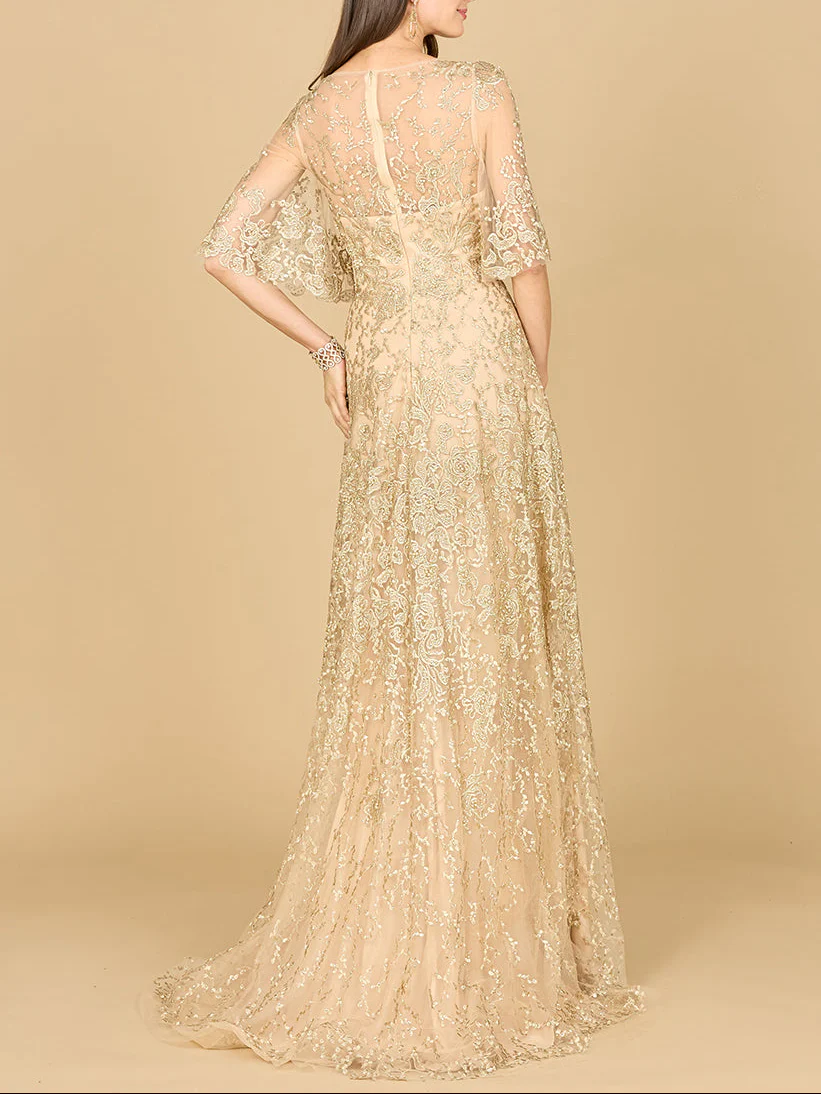 Lara 33277 - Cape Sleeve Mother's Gown - Image 9