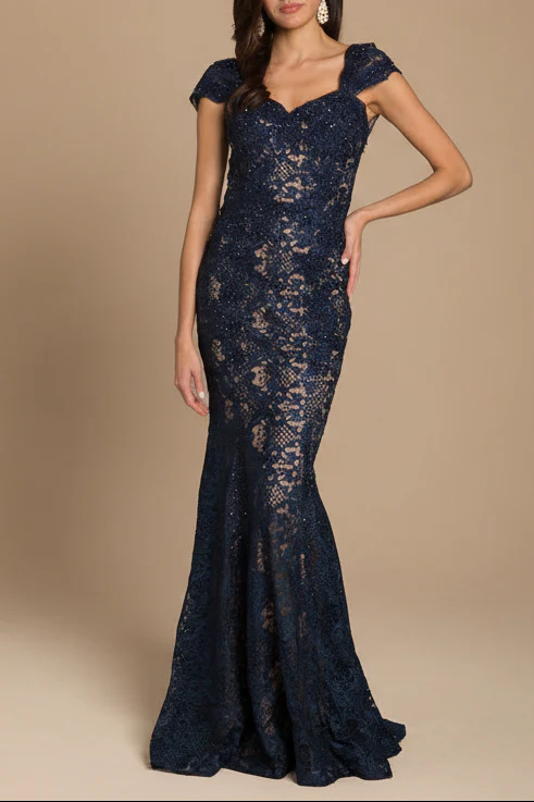 Lara 33491 - Fitted Lace Mermaid Gown OUTLET - Image 3