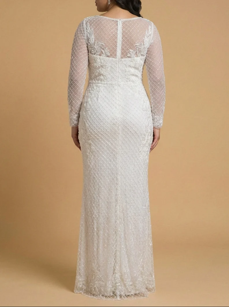 High Neck, Long Sleeve Beaded Wedding Gown | Lara 51004 - Image 2