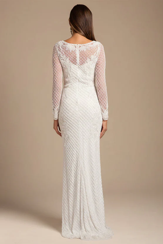 High Neck, Long Sleeve Beaded Wedding Gown | Lara 51004 - Image 4