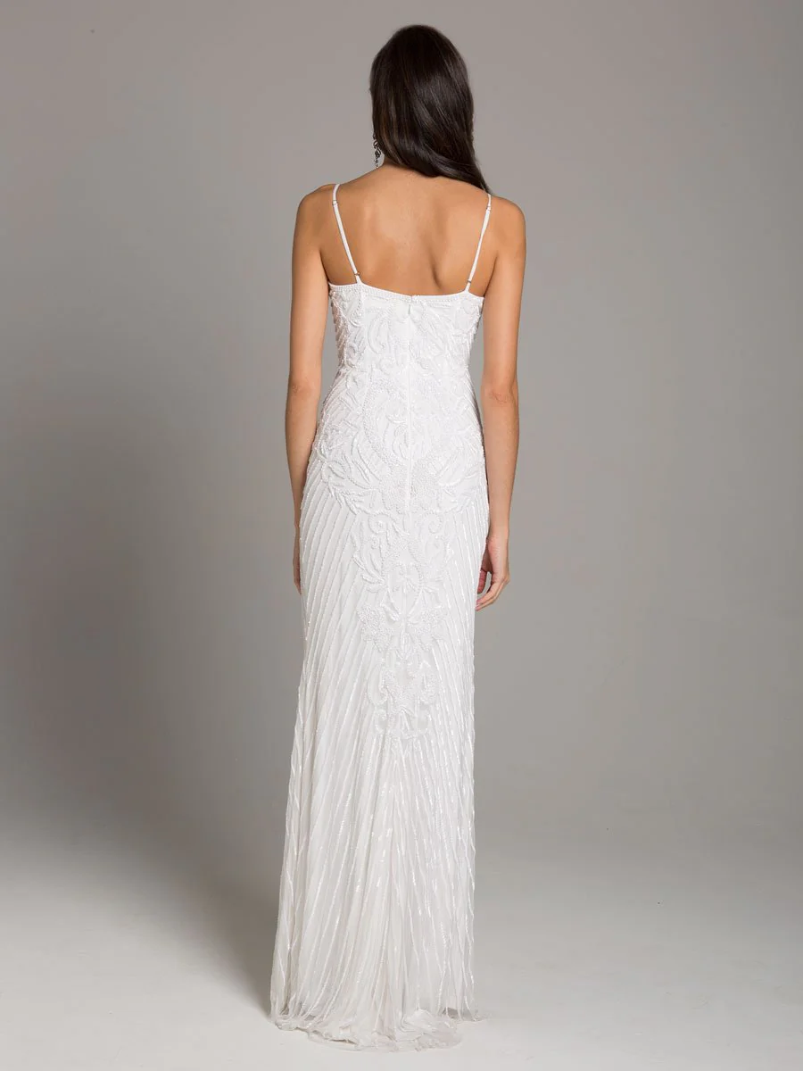 Lara Brooke Beaded Spaghetti Strap Sheath Gown - Image 2