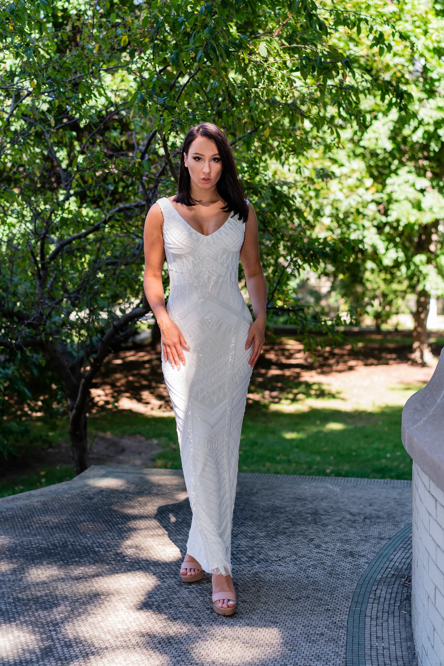 Lara Bryant Beaded Tank Sheath Wedding Dress - Image 2