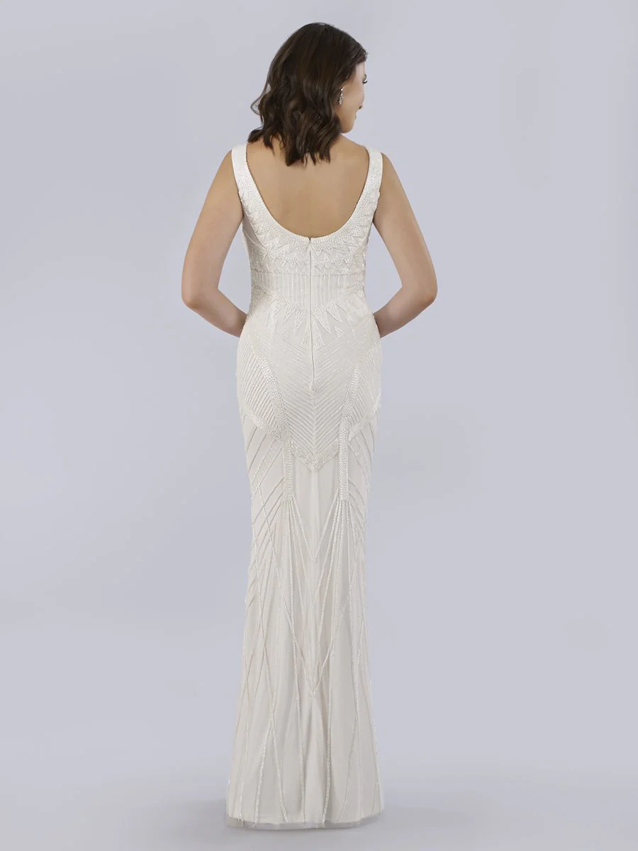Lara Bryant Beaded Tank Sheath Wedding Dress - Image 3