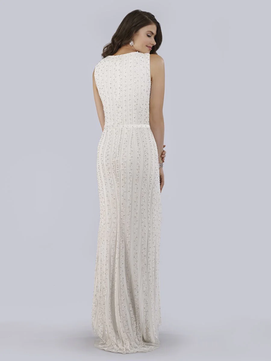 Lara Brand Beaded Faux-Wrap V-Neck Bridal Gown - Image 2
