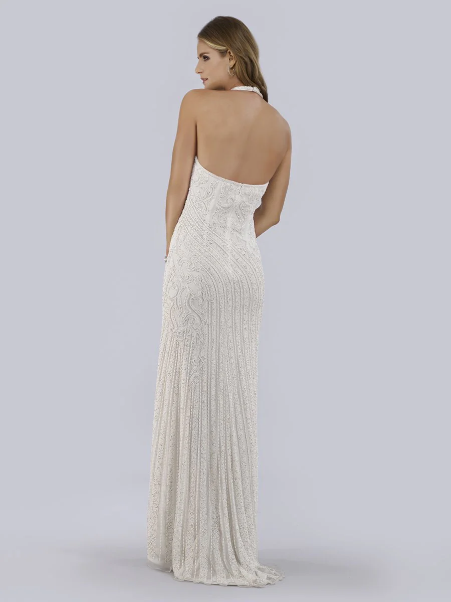 Lara Dawson Beaded Wedding Dress with Halter Neck - Image 3