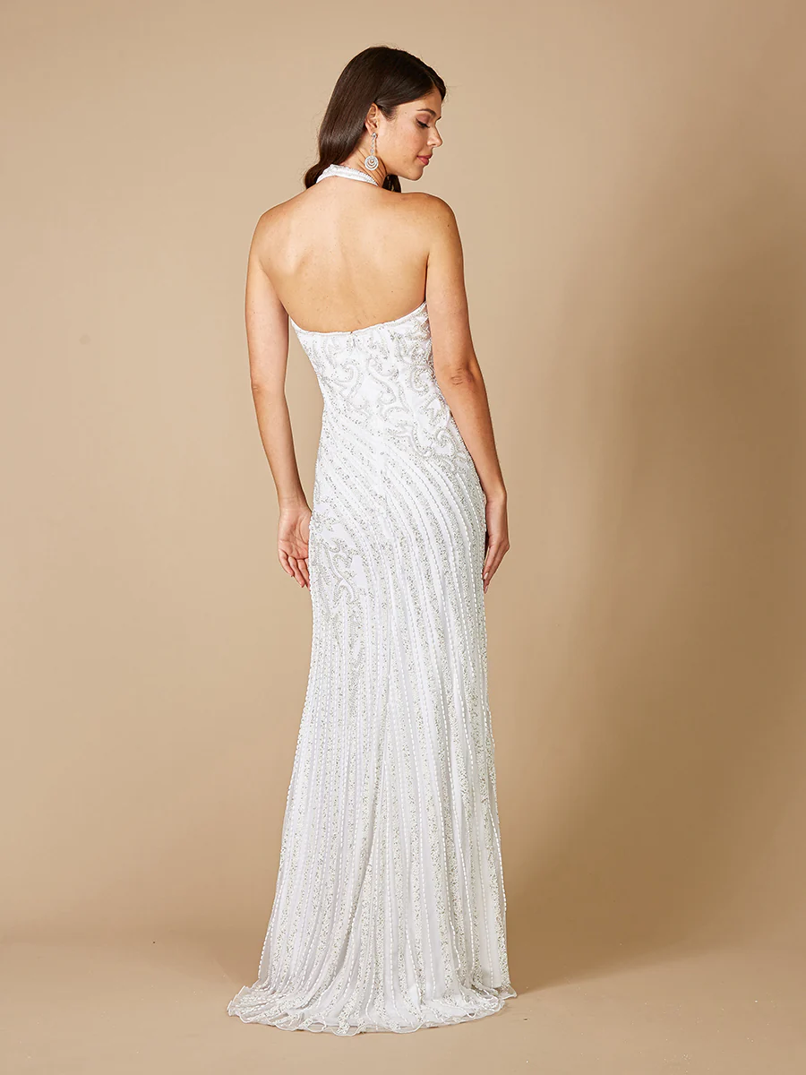 Lara Dawson Beaded Wedding Dress with Halter Neck - Image 4