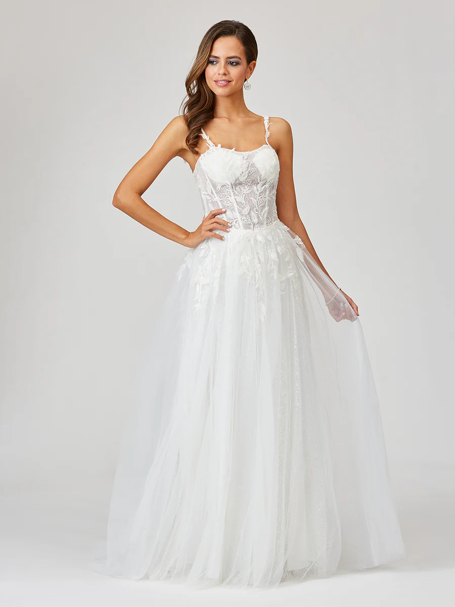 Lara 51042 - Sheer Bodice Lace Bridal Ballgown OUTLET