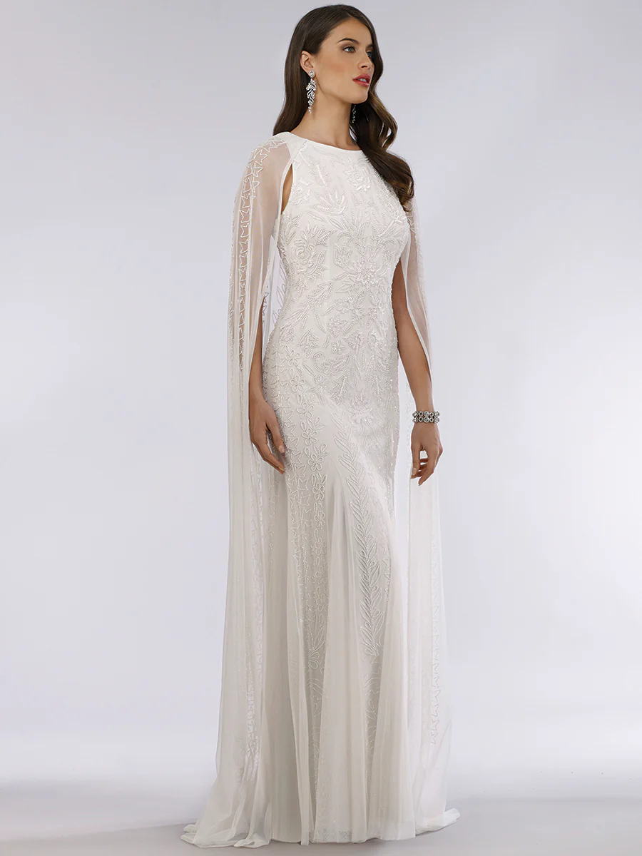 Lara Eve Beaded Cape Sleeve Wedding Dress - Image 2