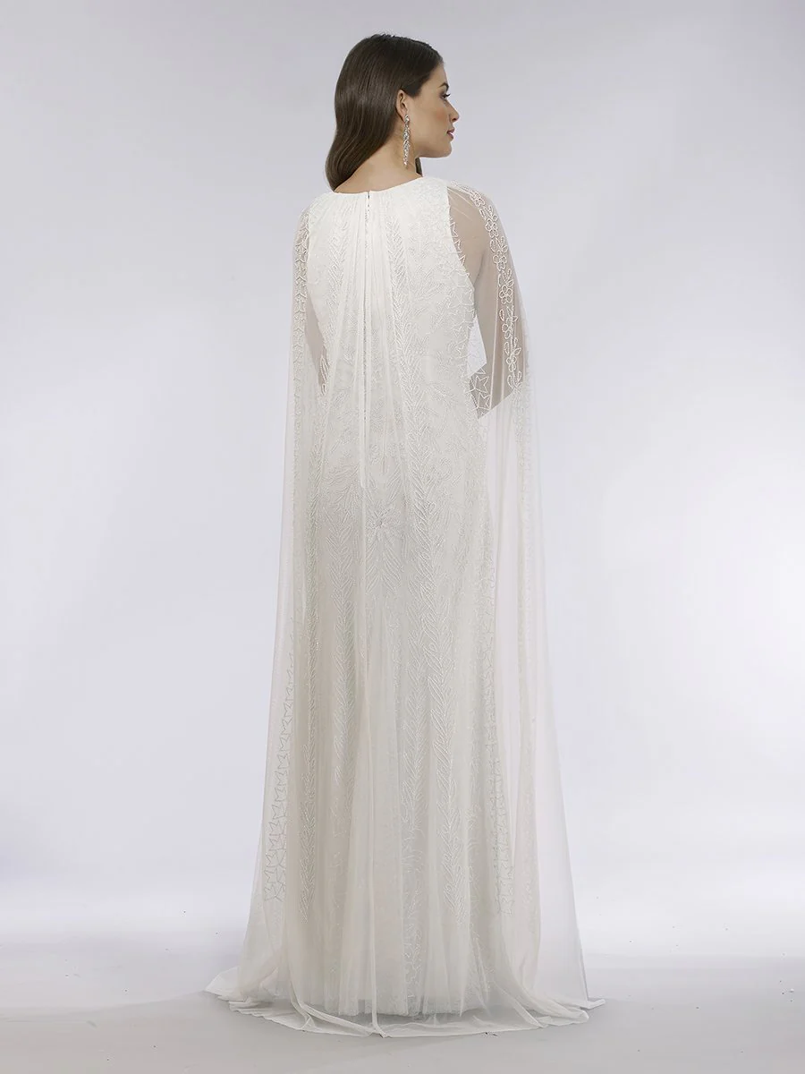 Lara Eve Beaded Cape Sleeve Wedding Dress - Image 3