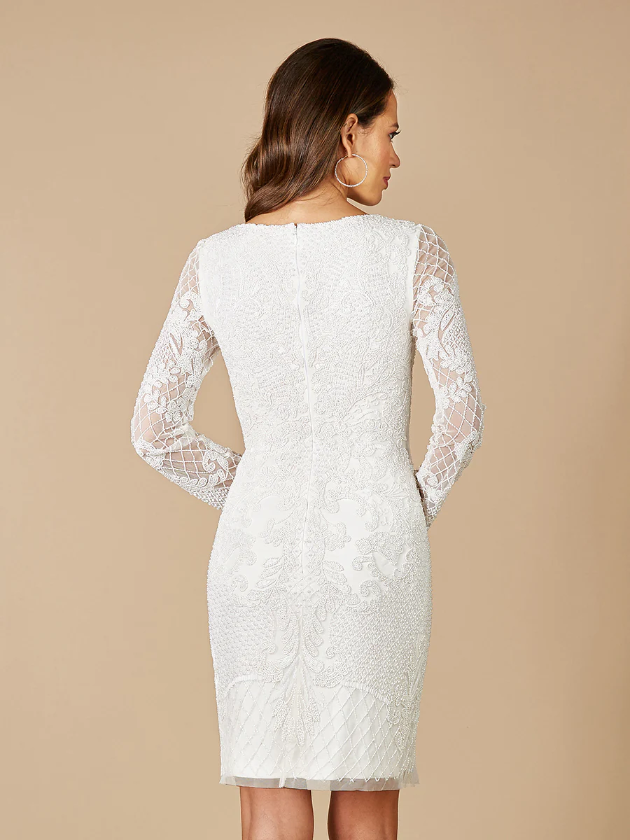 Lara Carla Long Sleeve Beaded Lace Mini Dress - Image 3