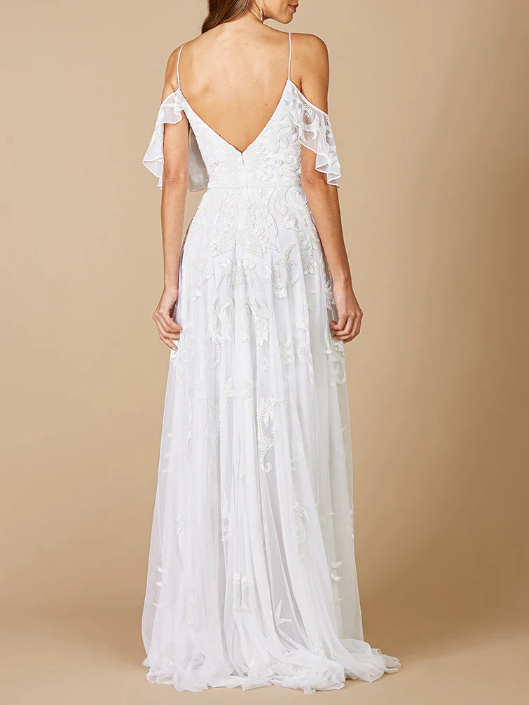 Lara Giana Beaded Cold-Shoulder Wedding Dress - Image 2