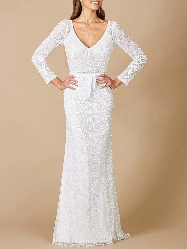 Lara Grant Long Sleeve Beaded Wedding Dress