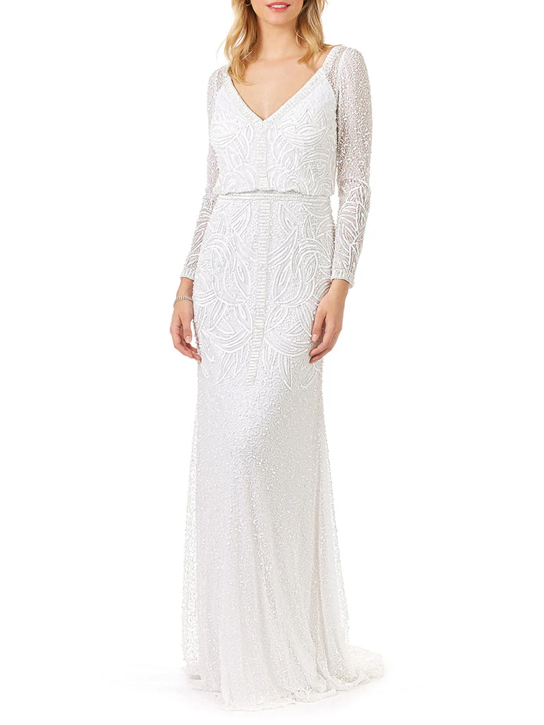 Lara Grant Long Sleeve Beaded Wedding Dress - Image 2