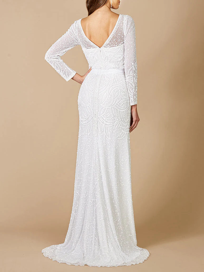 Lara Grant Long Sleeve Beaded Wedding Dress - Image 3