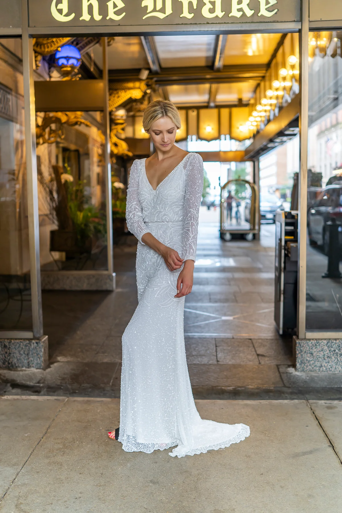 Lara Grant Long Sleeve Beaded Wedding Dress - Image 4