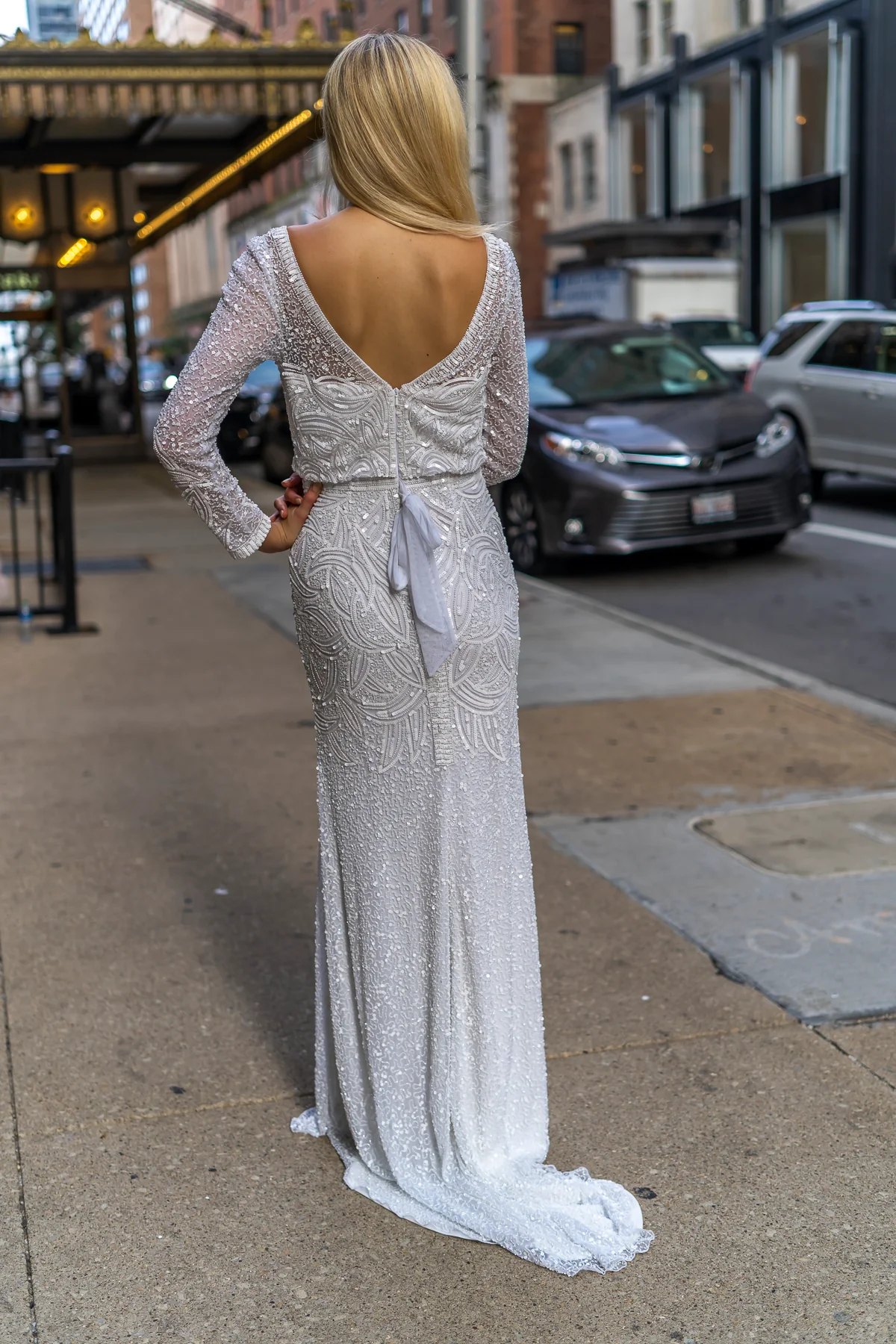 Lara Grant Long Sleeve Beaded Wedding Dress - Image 5