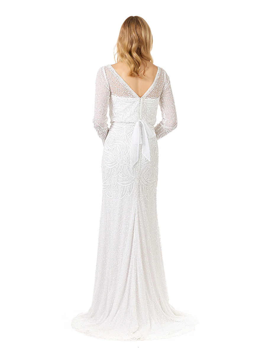Lara Grant Long Sleeve Beaded Wedding Dress - Image 6