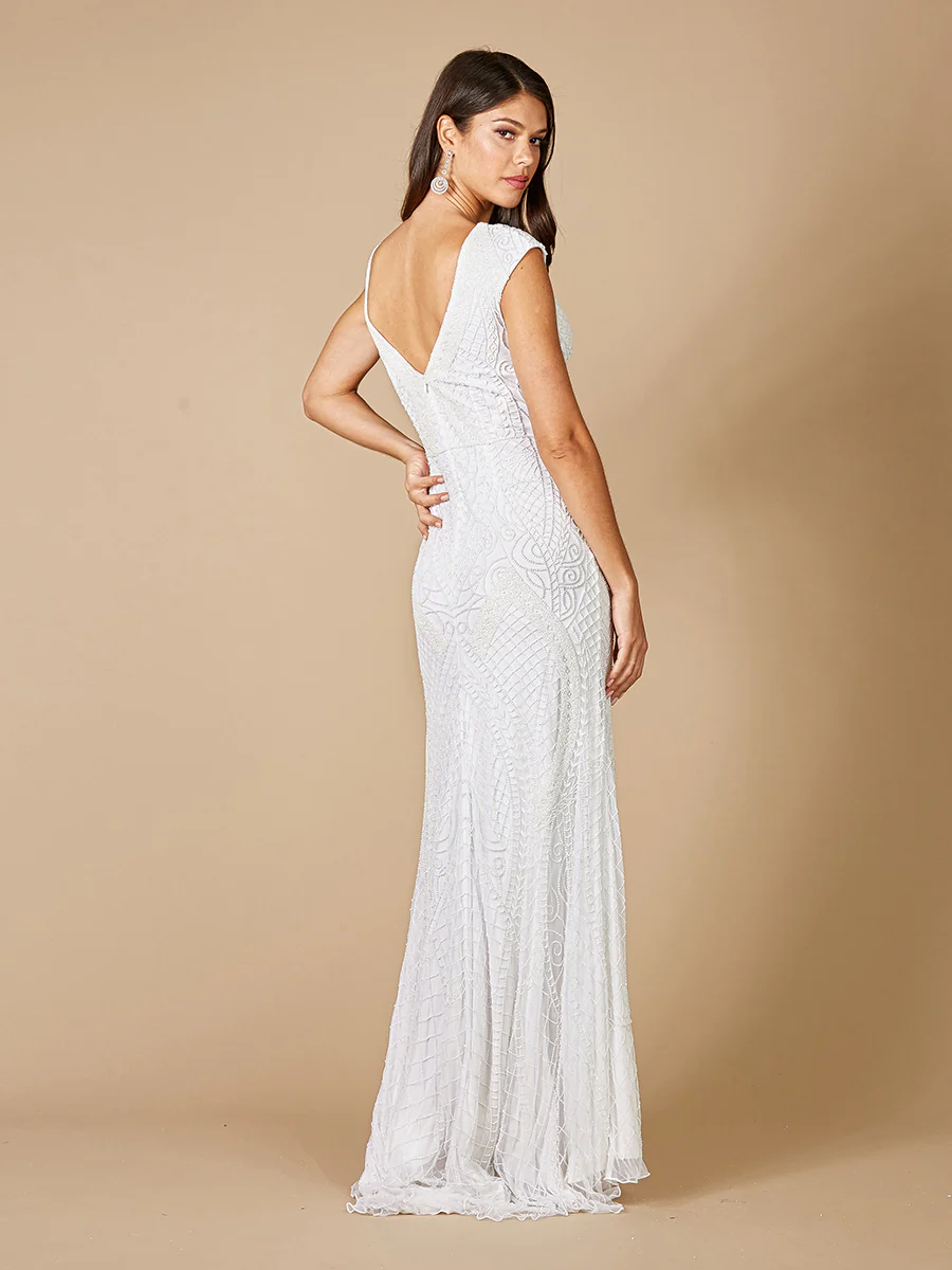 Lara Gwen Beaded Short Sleeve Wedding Dress - Image 2