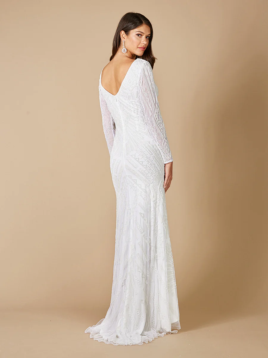 Lara Gretchen V-Neck Long Sleeve Wedding Dress - Image 2