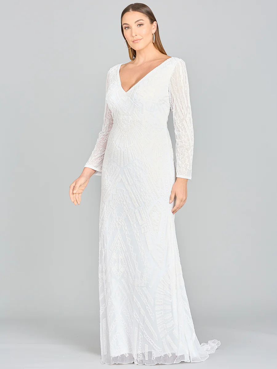 Lara Gretchen V-Neck Long Sleeve Wedding Dress - Image 4