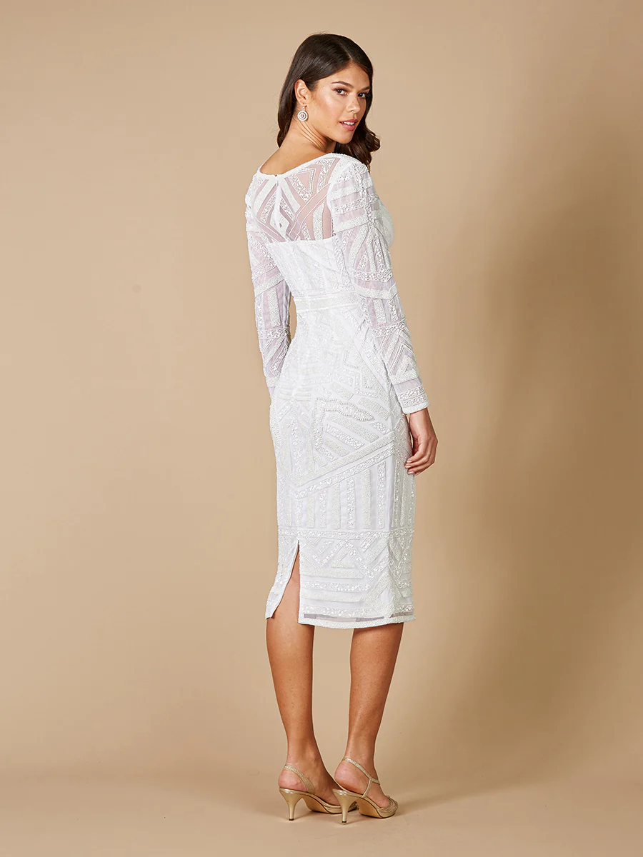 Lara Gloria Long Sleeve Beaded Midi Dress - Image 2