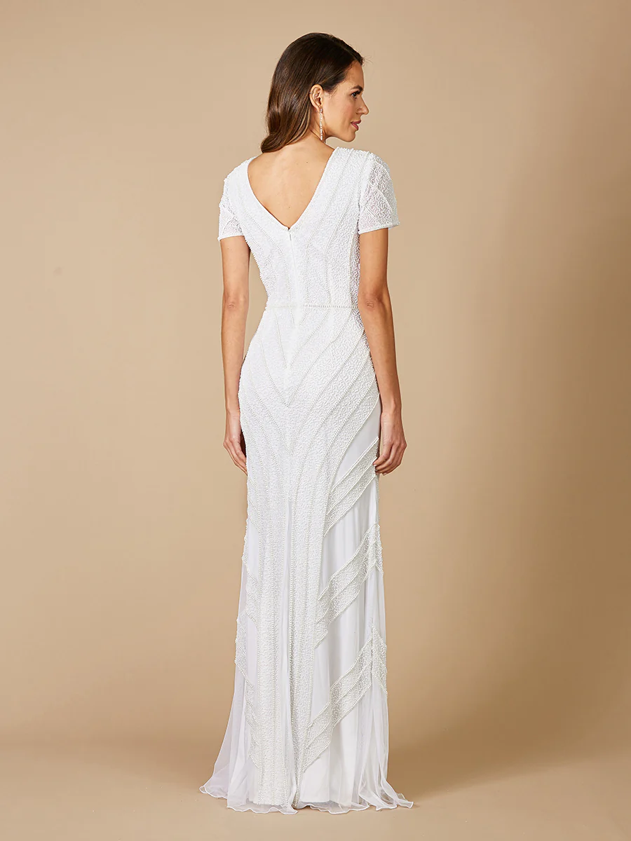 Lara Gabriella Beaded Plunge Wedding Dress - Image 2
