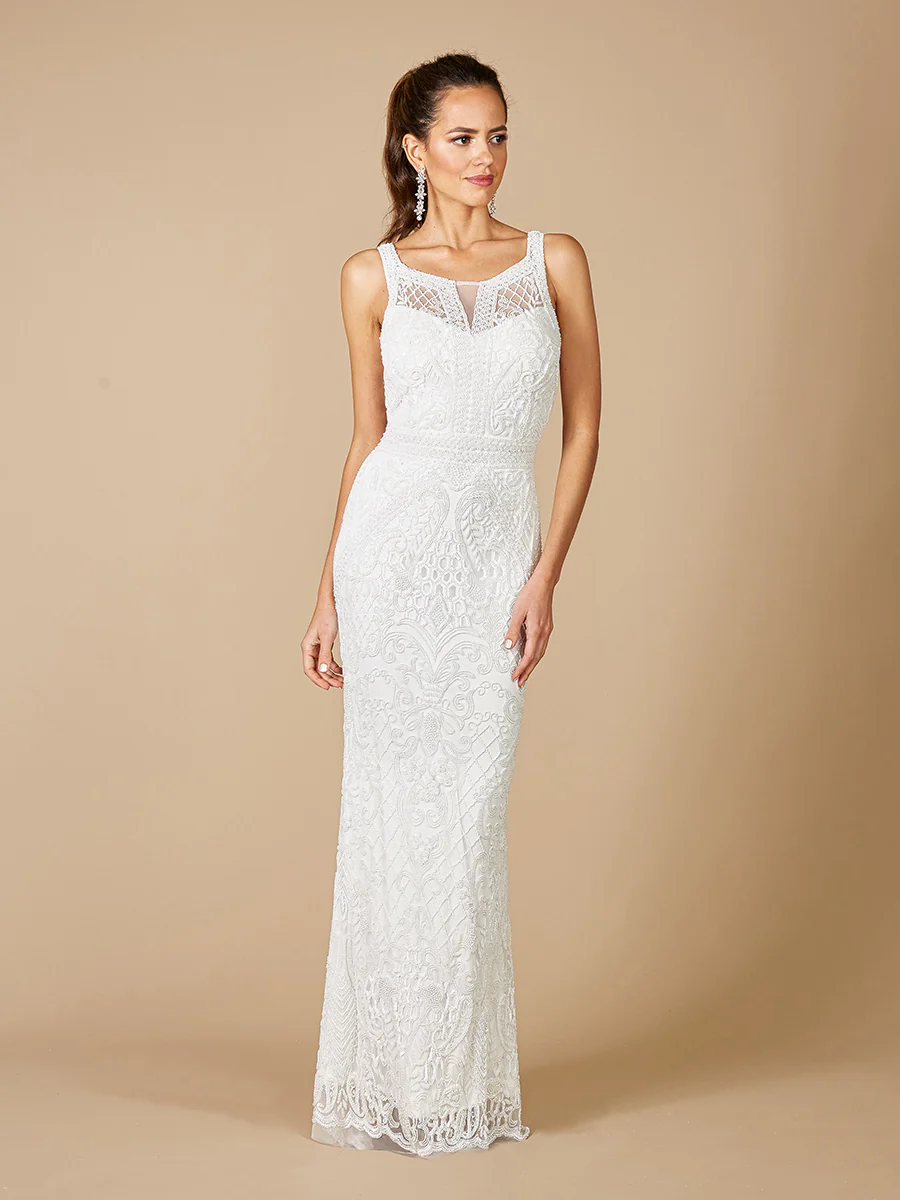 Lara Foster High-Neck Sleeveless Wedding Gown
