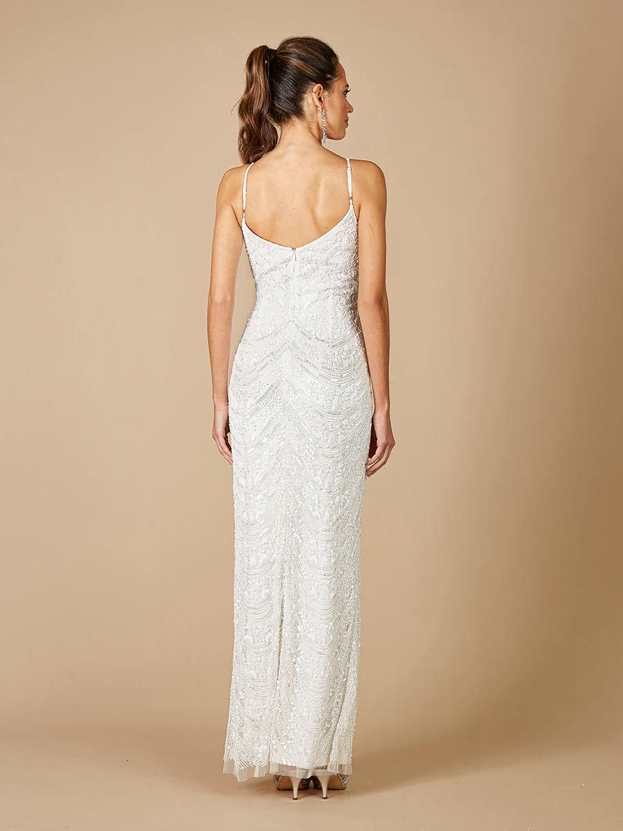 Lara Frenchie Spaghetti Strap Beaded Bridal Maxi Dress - Image 2